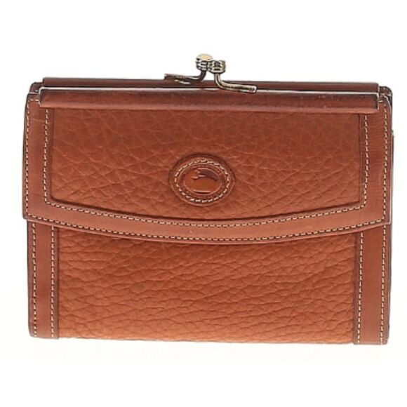 VTG Dooney & Bourke Brown British Tan All Weather Leather Kiss Lock Wallet - Picture 11 of 12